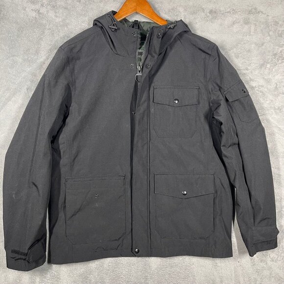 G. H. BASS CO. HARD SERVICE HOODED RAIN JACKET MENS BLACK LARGE - Picture 1 of 10